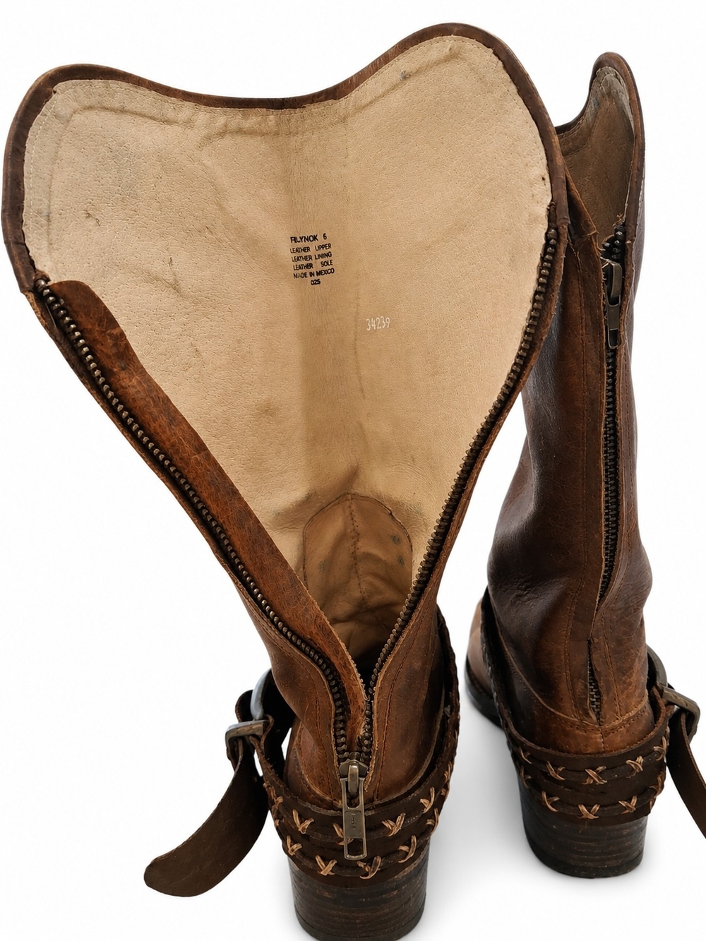 Freebird Knox Boots Size 6 Distressed Brown Leather Harness Boots Boho Chic - Picture 9 of 16